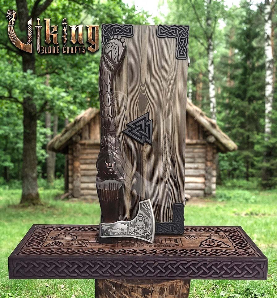 Bjorn Bear Viking Axe | Hand Carved Handle | Forged Steel