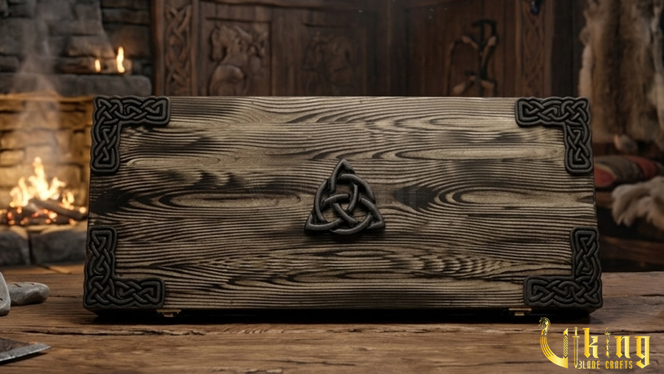 Hand Forged Viking Axe Carved Wolf Handle With Gift Wooden Box