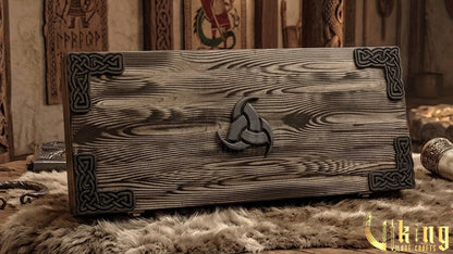 nature inspired Viking axe with carved wooden handle