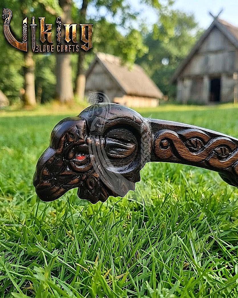 Geit Norse Axe | Goat Totem Handle | Hand Forged Steel