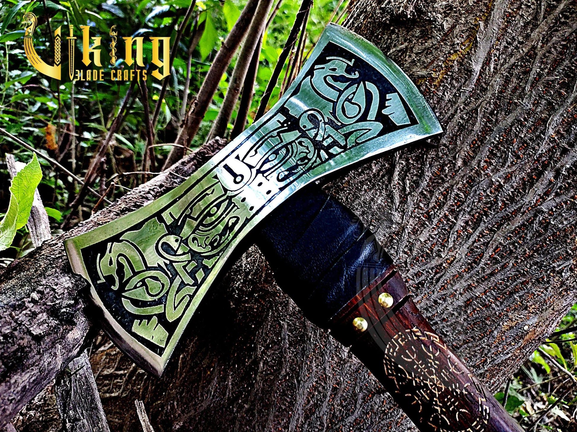 The Helm of Awe 30" Viking Axe & Carved Wooden Shield – Norse Warrior Set Viking_Blade_Crafts