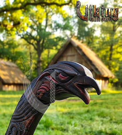 Raven Viking Axe | Hand Carved Handle | Forged Steel Hrafn