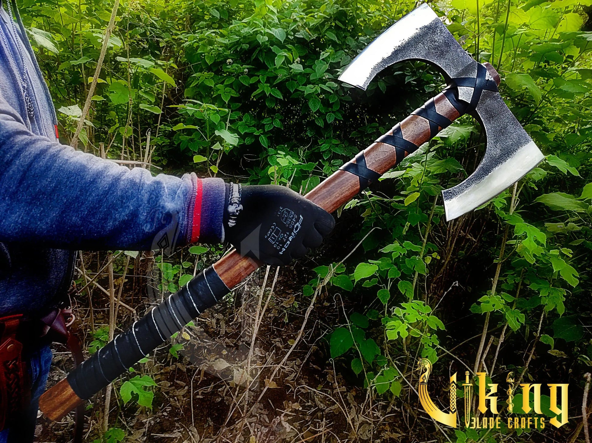 Forged 30" Double Edge Viking Axe with Valknut & Viking Runes Shield Viking_Blade_Crafts