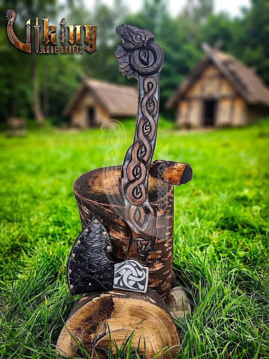 Geit Norse Axe | Goat Totem Handle | Hand Forged Steel