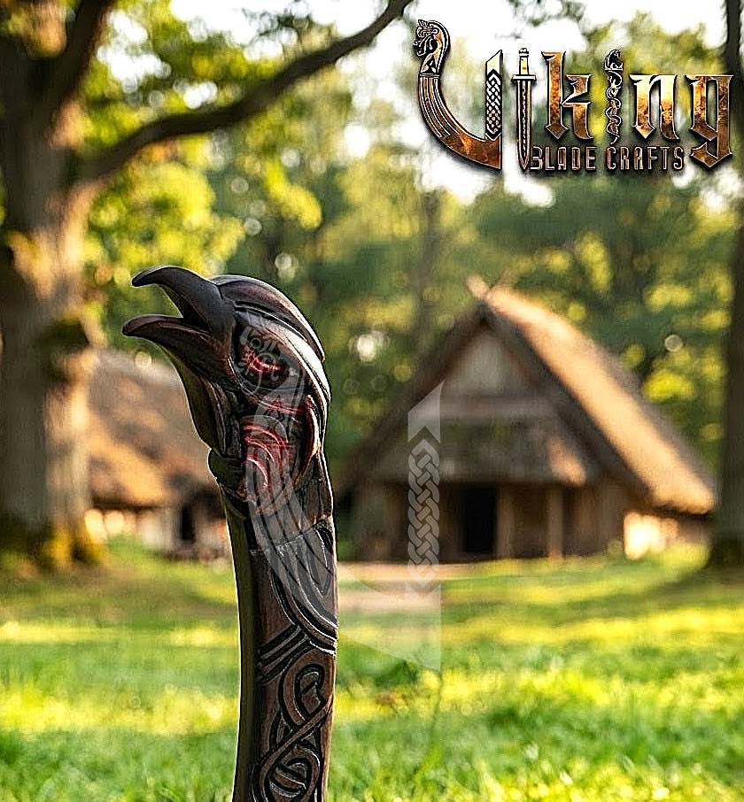 Raven Viking Axe | Hand Carved Handle | Forged Steel Hrafn