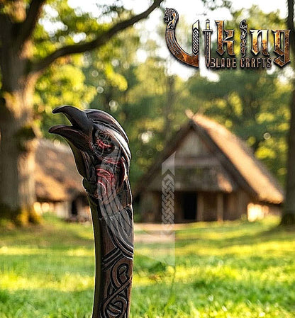 Raven Viking Axe | Hand Carved Handle | Forged Steel Hrafn