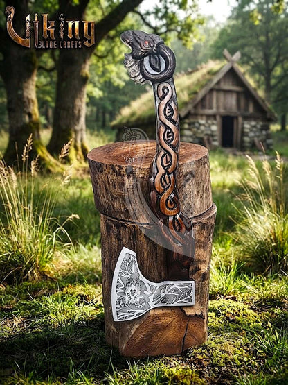 Thor Goat Viking Axe | Geit Totem | Forged Steel