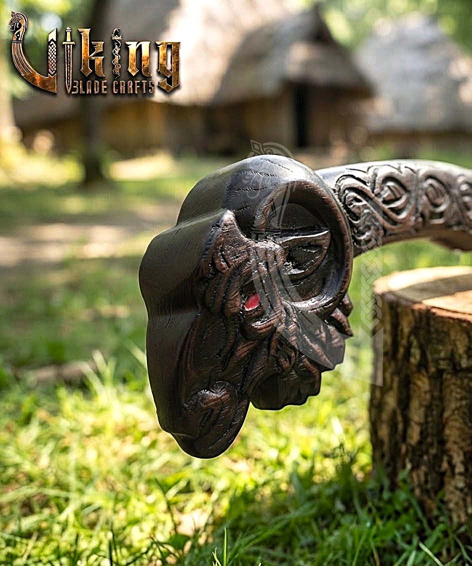 Viking Goat Axe | Hand Carved Geit Handle | Forged Steel