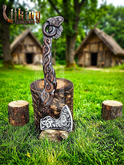 Geit Norse Axe | Goat Totem Handle | Hand Forged Steel