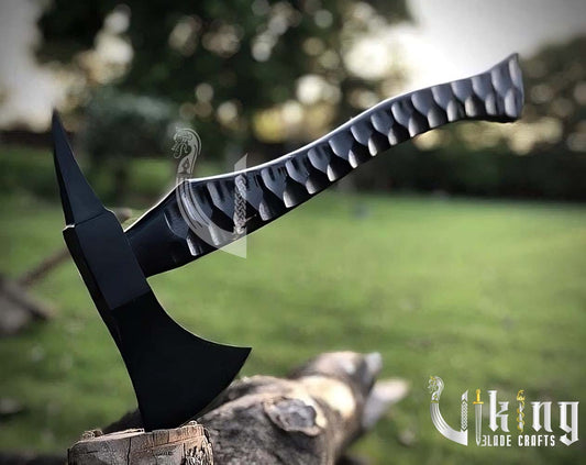Handmade Viking Axe – Black Handle High Carbon Steel Axe with Sheath