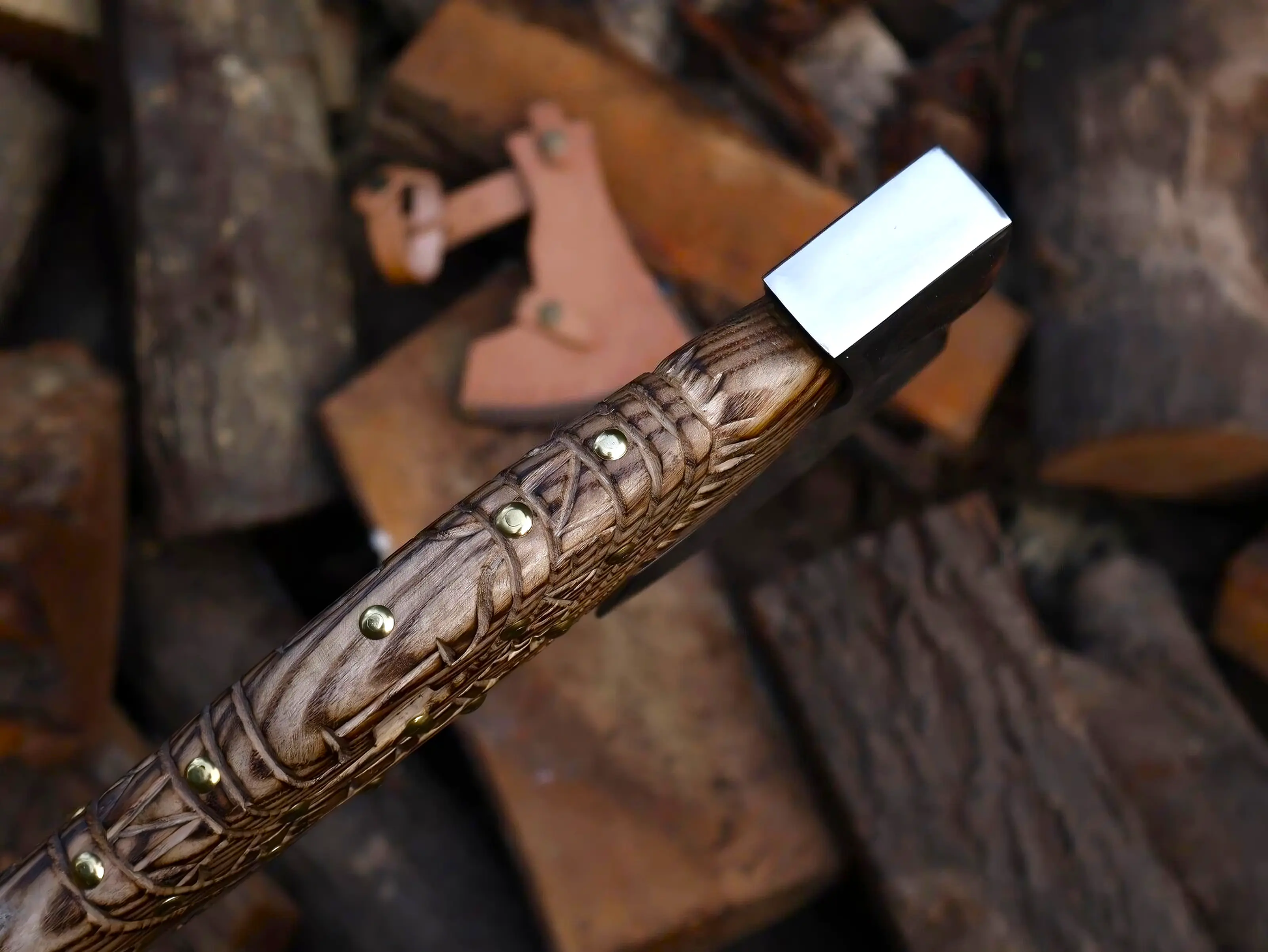 Hand-Carved Handle Viking Axe – Scandinavian Style Norse Battle Axe Viking_Blade_Crafts