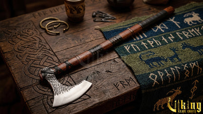 Hand-Forged 36" Viking Battle Axe with Leather Sheath