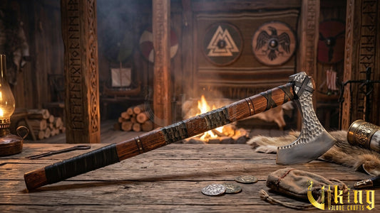 Hand-Forged 36" Viking Battle Axe with Leather Sheath