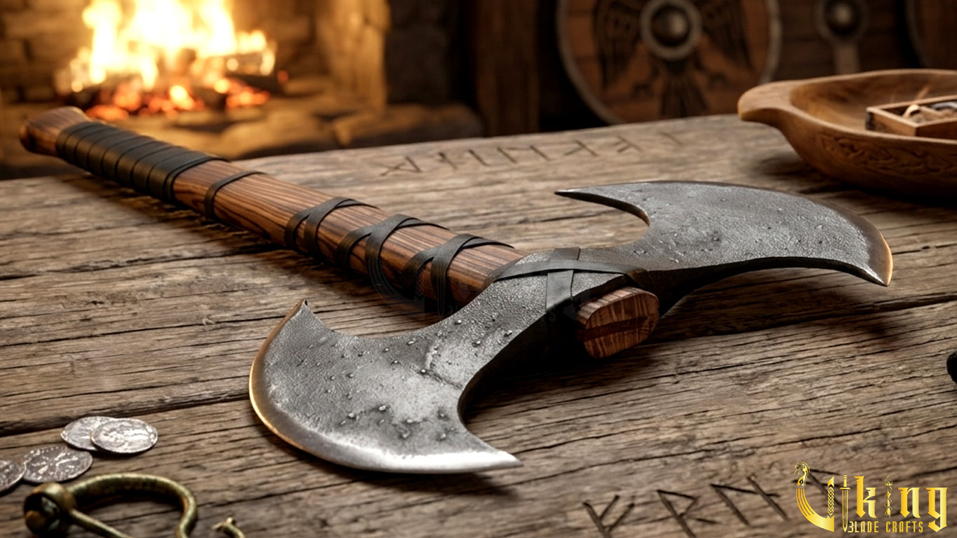 Hand-Forged Viking Warrior Double-Headed 33"Inches Axe & Leather Cover