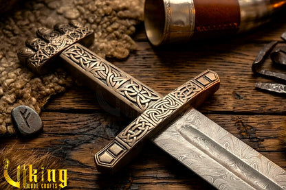 Handmade Damascus Steel Viking Sword – Medieval Replica Collectible
