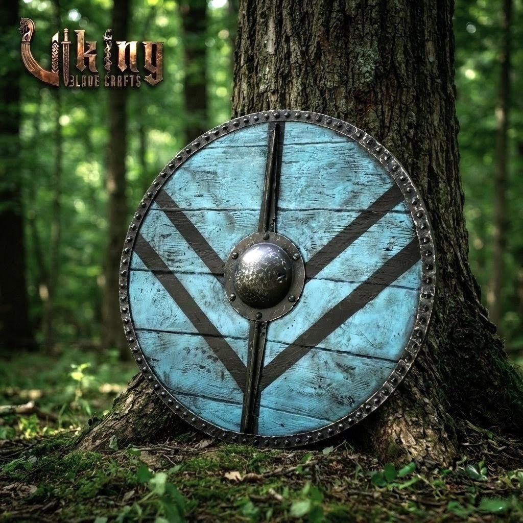 The Kattegat Vanguard Vertical-Braced Teal Viking Shield