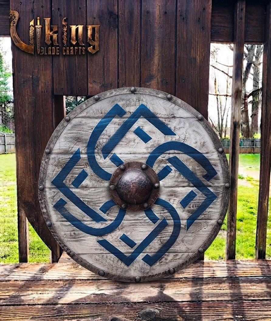 The Swirl of Valhalla Blue Knotwork Viking Shield