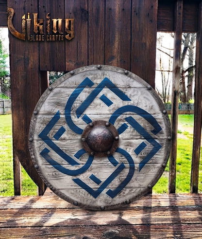 The Swirl of Valhalla Blue Knotwork Viking Shield