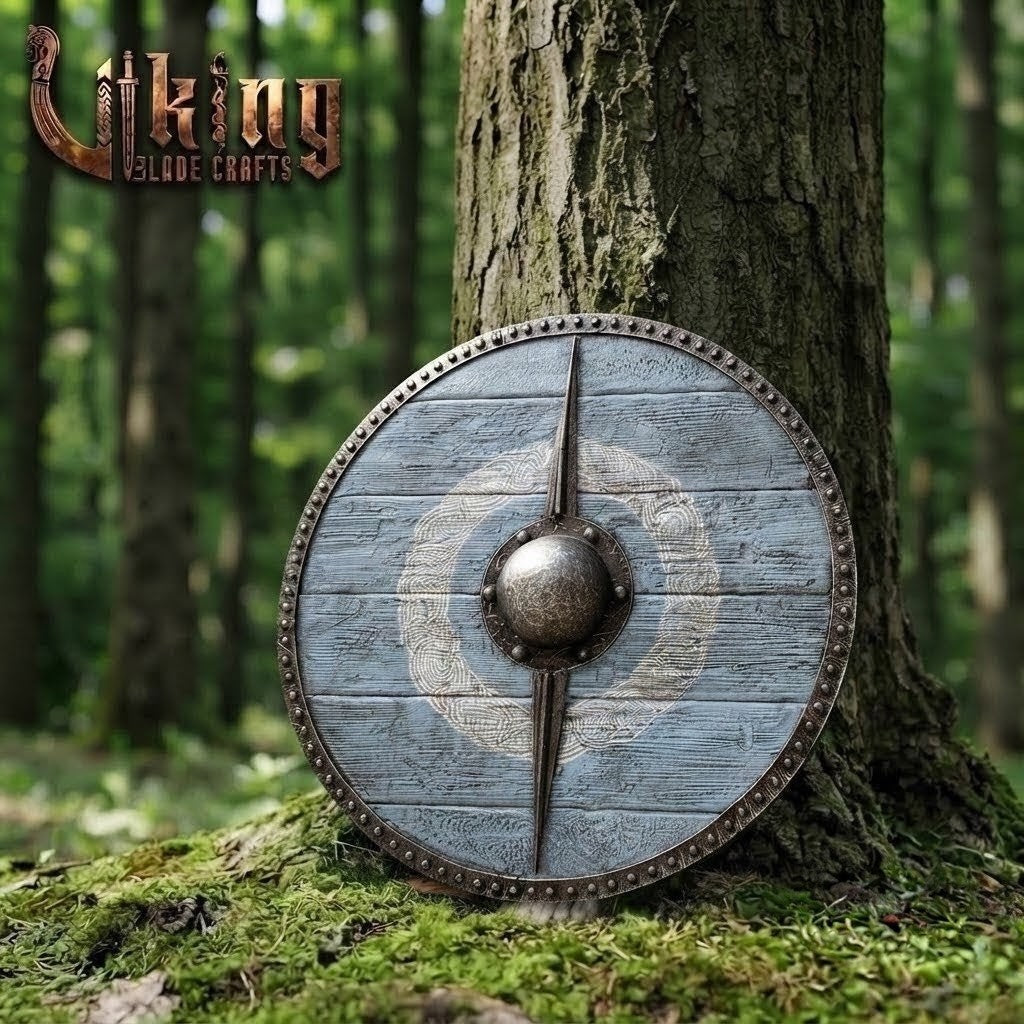The Odin’s Spire Vertical-Braced Ocean Grey Viking Shield