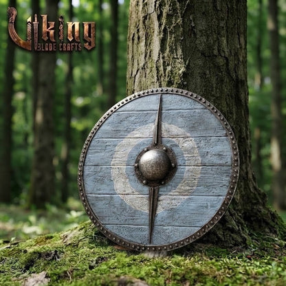 The Odin’s Spire Vertical-Braced Ocean Grey Viking Shield