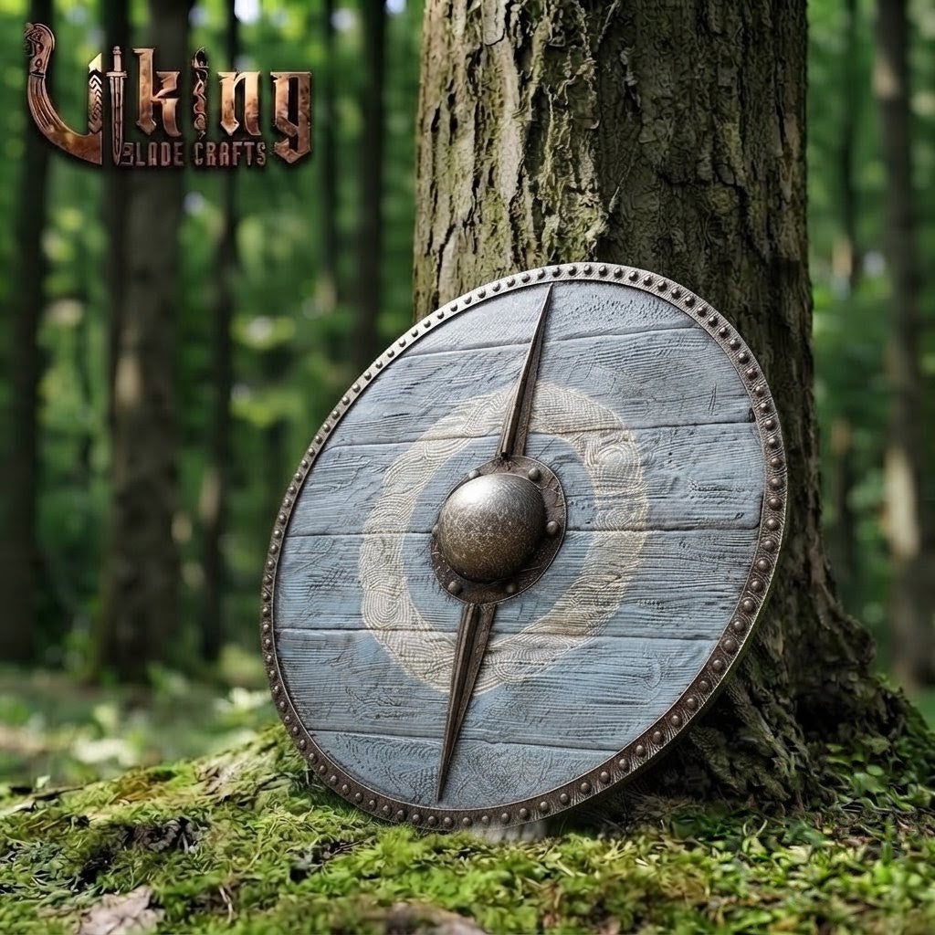 The Odin’s Spire Vertical-Braced Ocean Grey Viking Shield