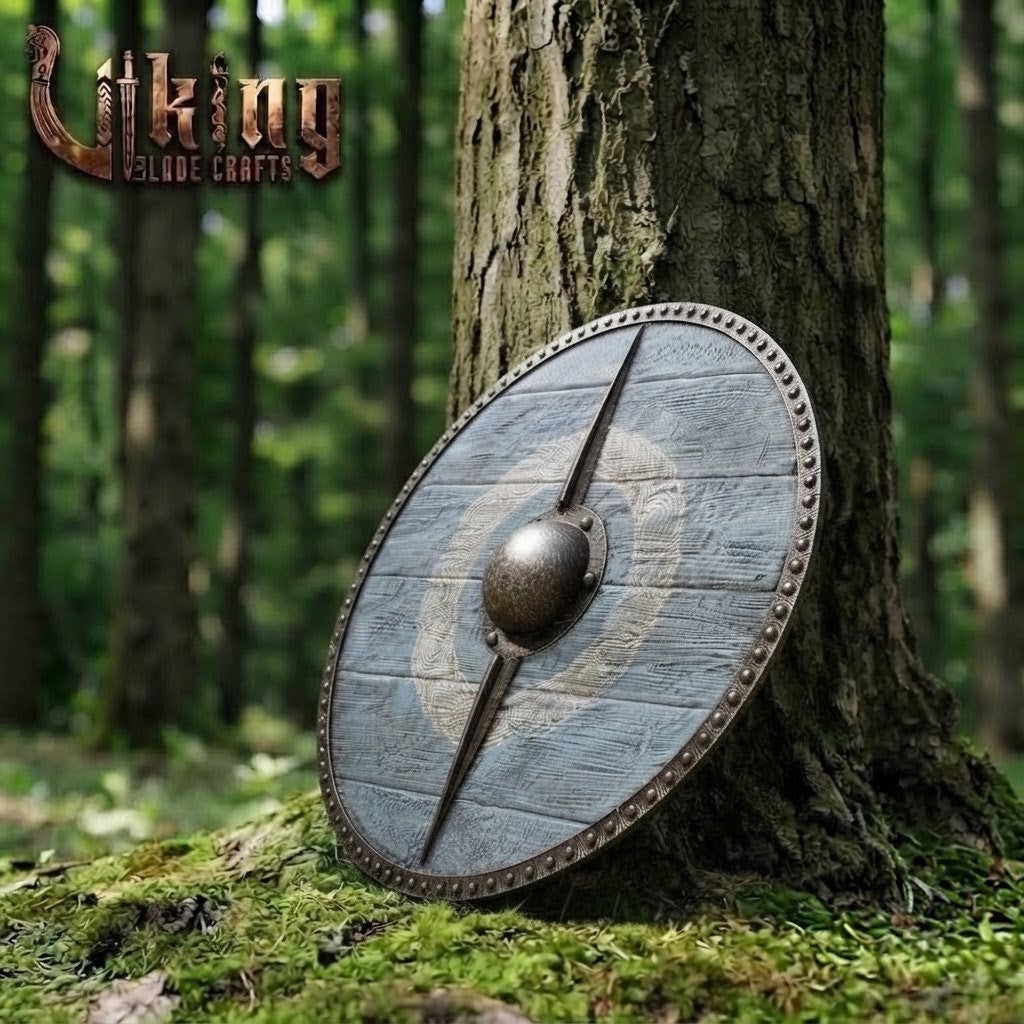 The Odin’s Spire Vertical-Braced Ocean Grey Viking Shield