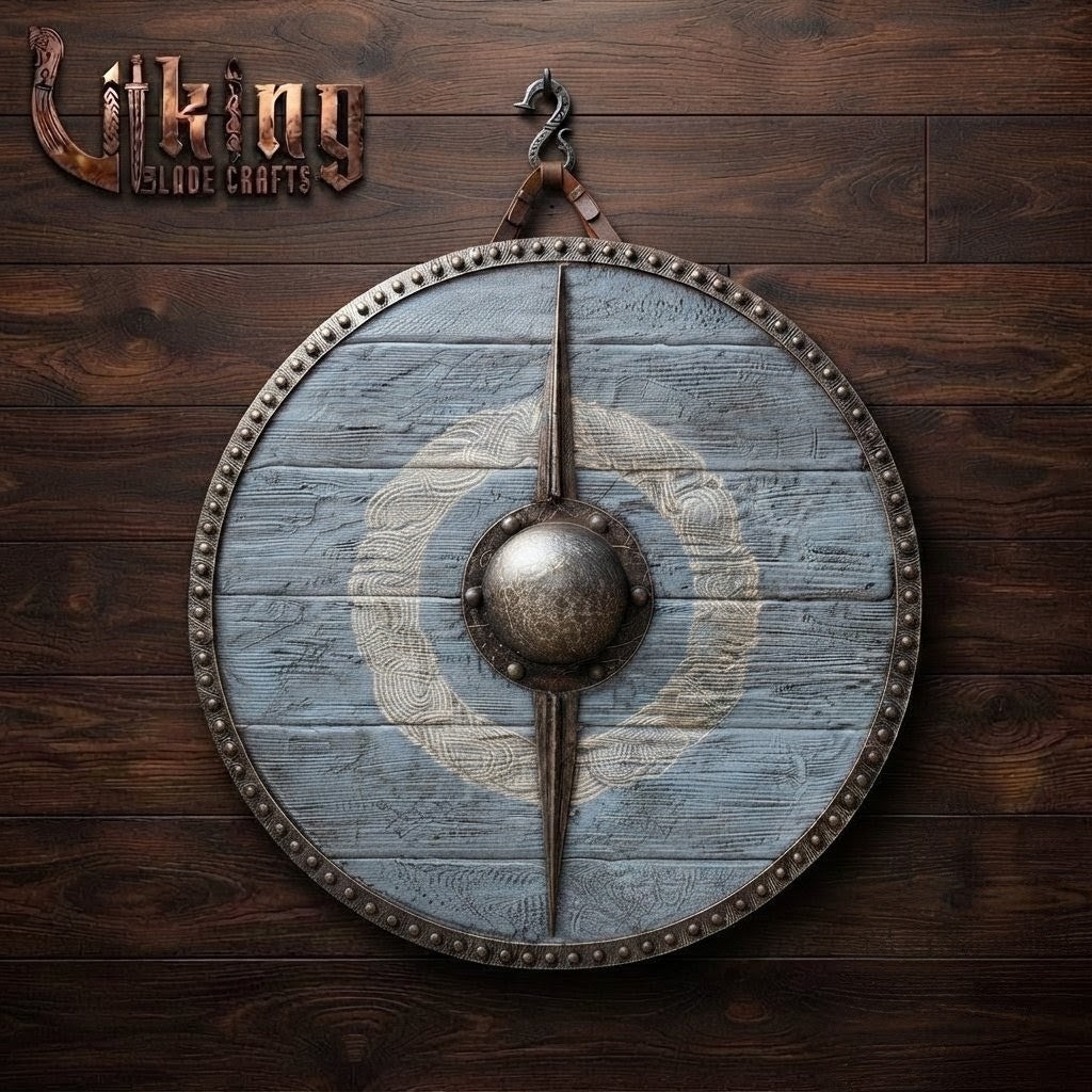 The Odin’s Spire Vertical-Braced Ocean Grey Viking Shield