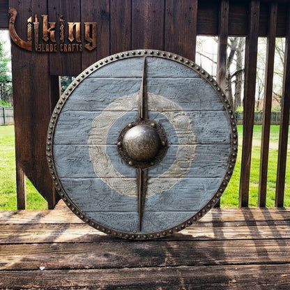 The Odin’s Spire Vertical-Braced Ocean Grey Viking Shield