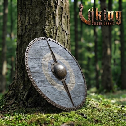 The Odin’s Spire Vertical-Braced Ocean Grey Viking Shield