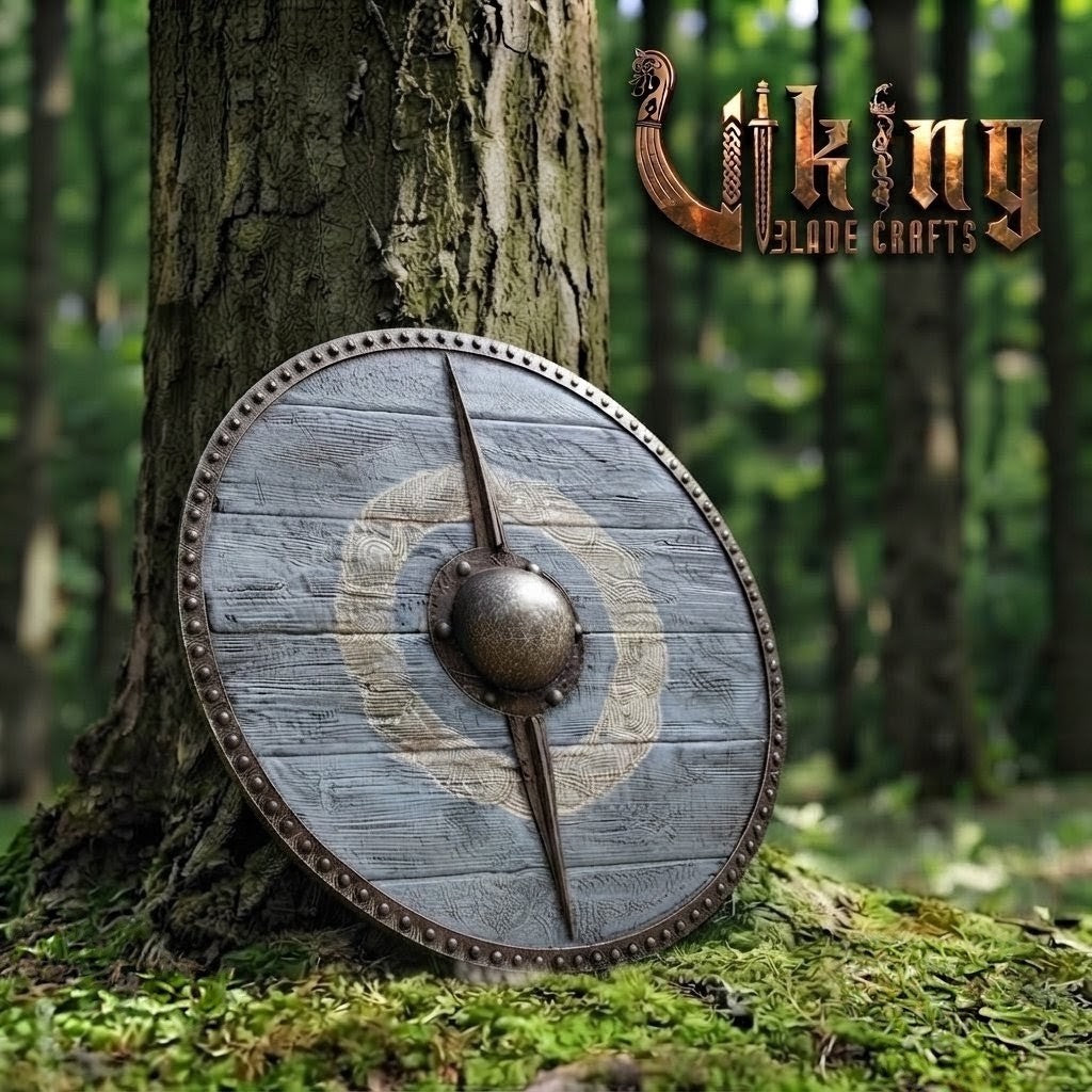 The Odin’s Spire Vertical-Braced Ocean Grey Viking Shield