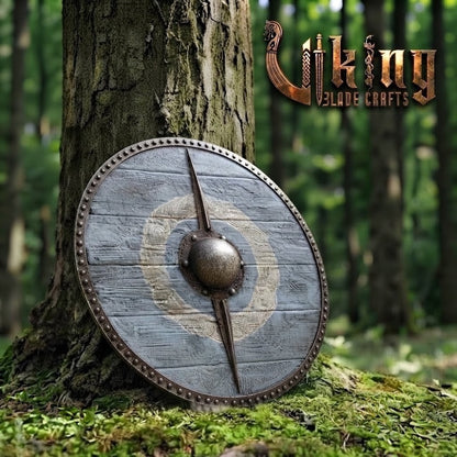 The Odin’s Spire Vertical-Braced Ocean Grey Viking Shield