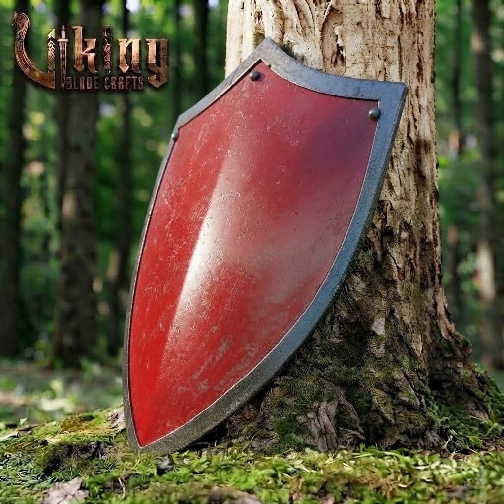 The Warlord’s Blood-Gate Mottled Crimson Crested Medieval Shield