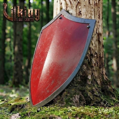 The Warlord’s Blood-Gate Mottled Crimson Crested Medieval Shield