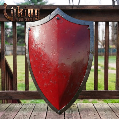 The Warlord’s Blood-Gate Mottled Crimson Crested Medieval Shield