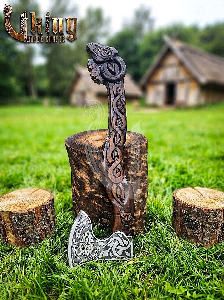 Geit Norse Axe | Goat Totem Handle | Hand Forged Steel