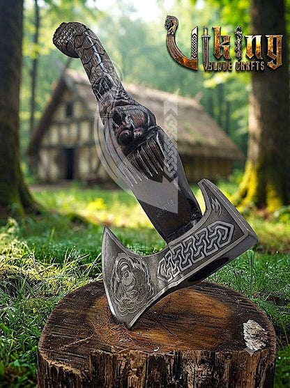 Viking Bear Axe | Hand Carved Handle | Forged Steel | Bjorn