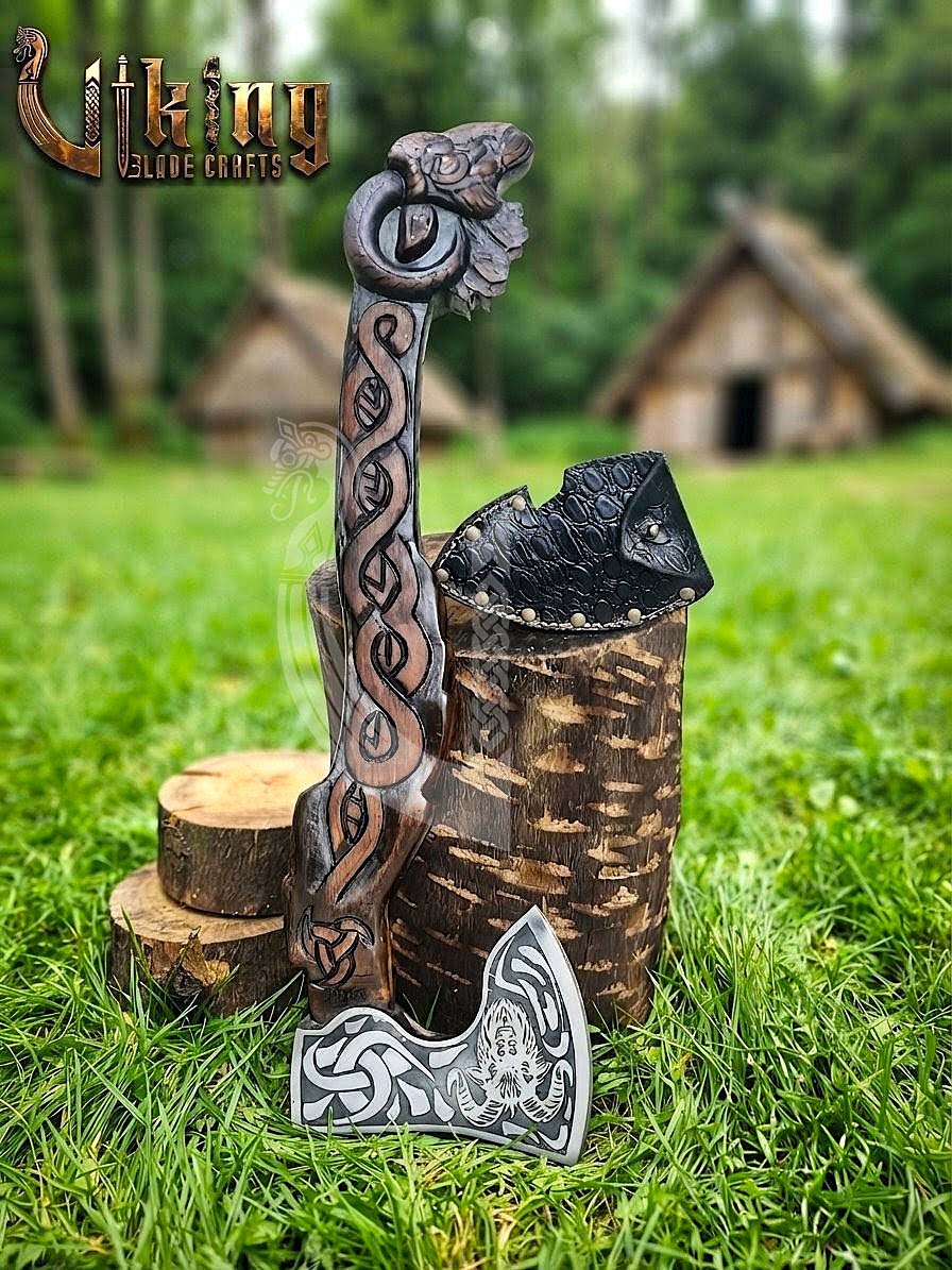 Geit Norse Axe | Goat Totem Handle | Hand Forged Steel