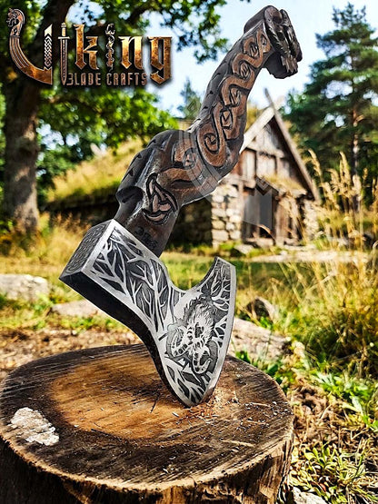 Thor Goat Viking Axe | Geit Totem | Forged Steel