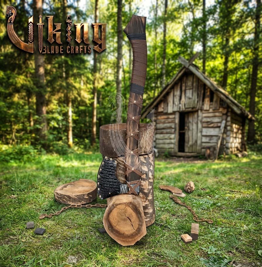 True Hand-Forged Viking Bearded Axe 30" | Leather-Wrapped Fanned Skeggøx