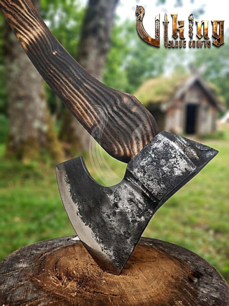 True Hand-Forged Viking Bearded Axe 30" | Sculpted Skeggøx