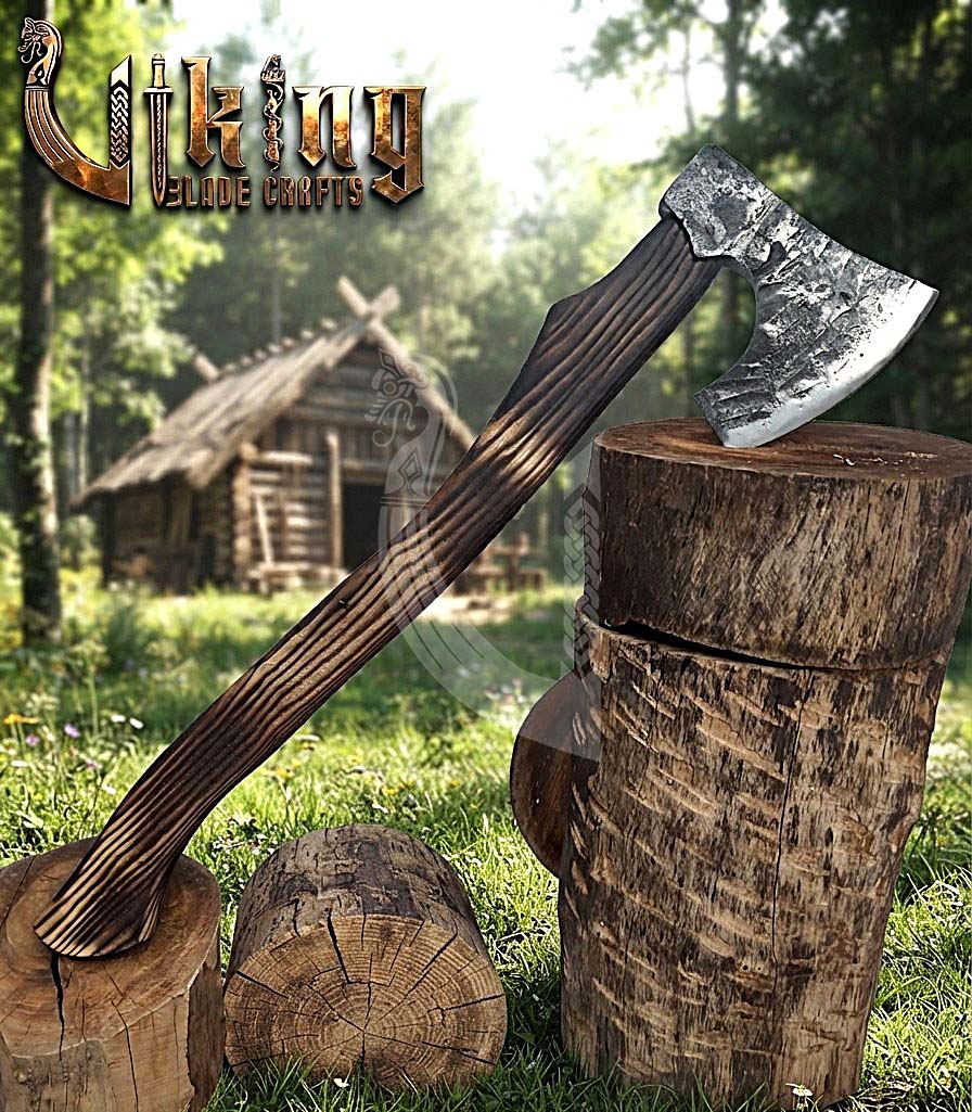 True Hand-Forged Viking Bearded Axe 30" | Heavy Duty Dark-Oxide Skeggøx