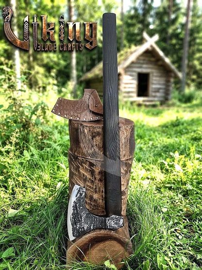 True Hand-Forged Viking Bearded Axe 30" | Fanned Broad-Beard Skeggøx
