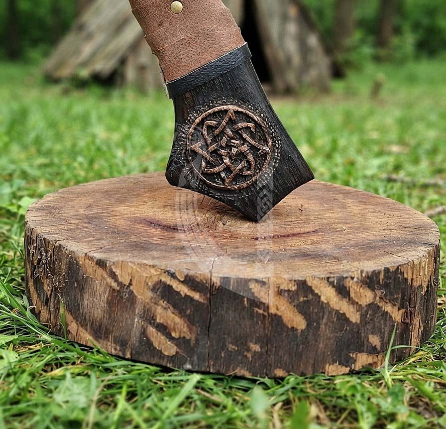 Borre-Style Viking Axe 30" | Hand-Forged Bearded Axe with Knotwork