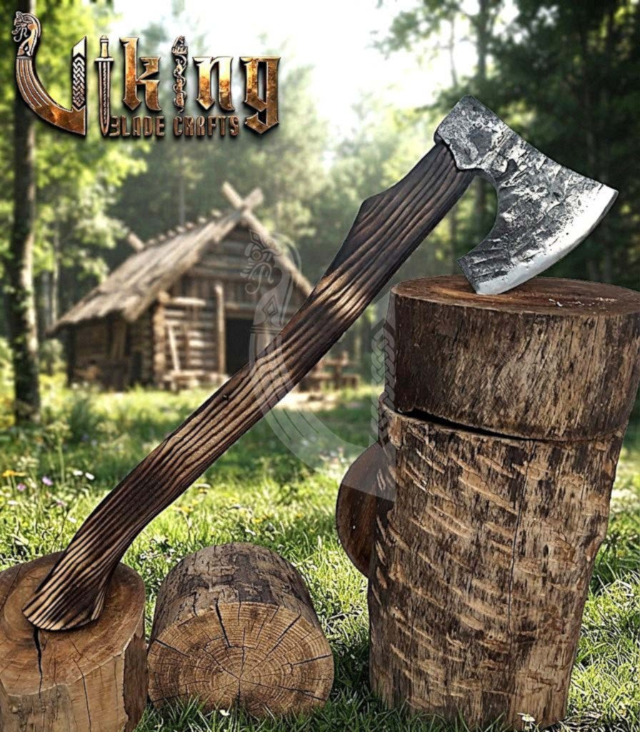 True Hand-Forged Viking Bearded Axe 30" | Heavy Duty Dark-Oxide Skeggøx