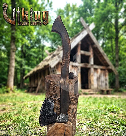 Hand-Forged Viking Bearded Axe 30" | Recurve Carbon Steel Skeggøx