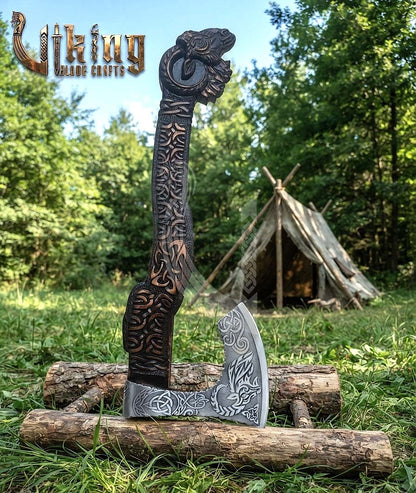 The Tanngrisnir Vanguard 23" Hand-Forged Norse Goat Rosewood Axe