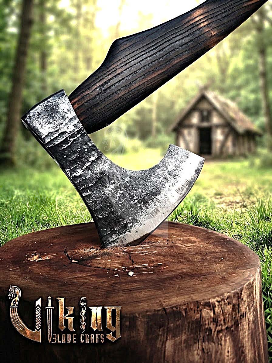 True Hand-Forged Viking Bearded Axe 30" | Recurve Fanned Skeggøx