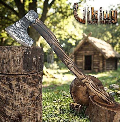 True Hand-Forged Viking Bearded Axe 30" | Hook-Beard Recurve Skeggøx