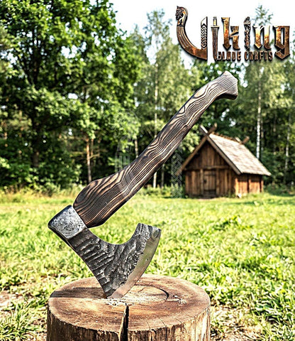True Hand-Forged Viking Bearded Axe 30" | Diamond-Haft Skeggøx