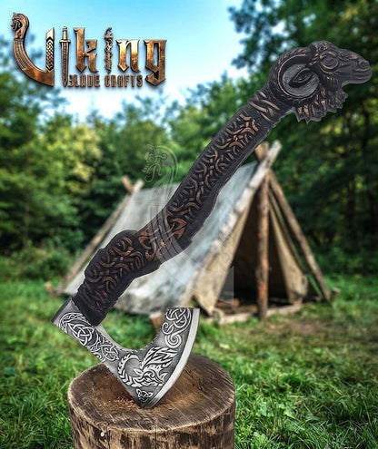The Tanngrisnir Vanguard 23" Hand-Forged Norse Goat Rosewood Axe